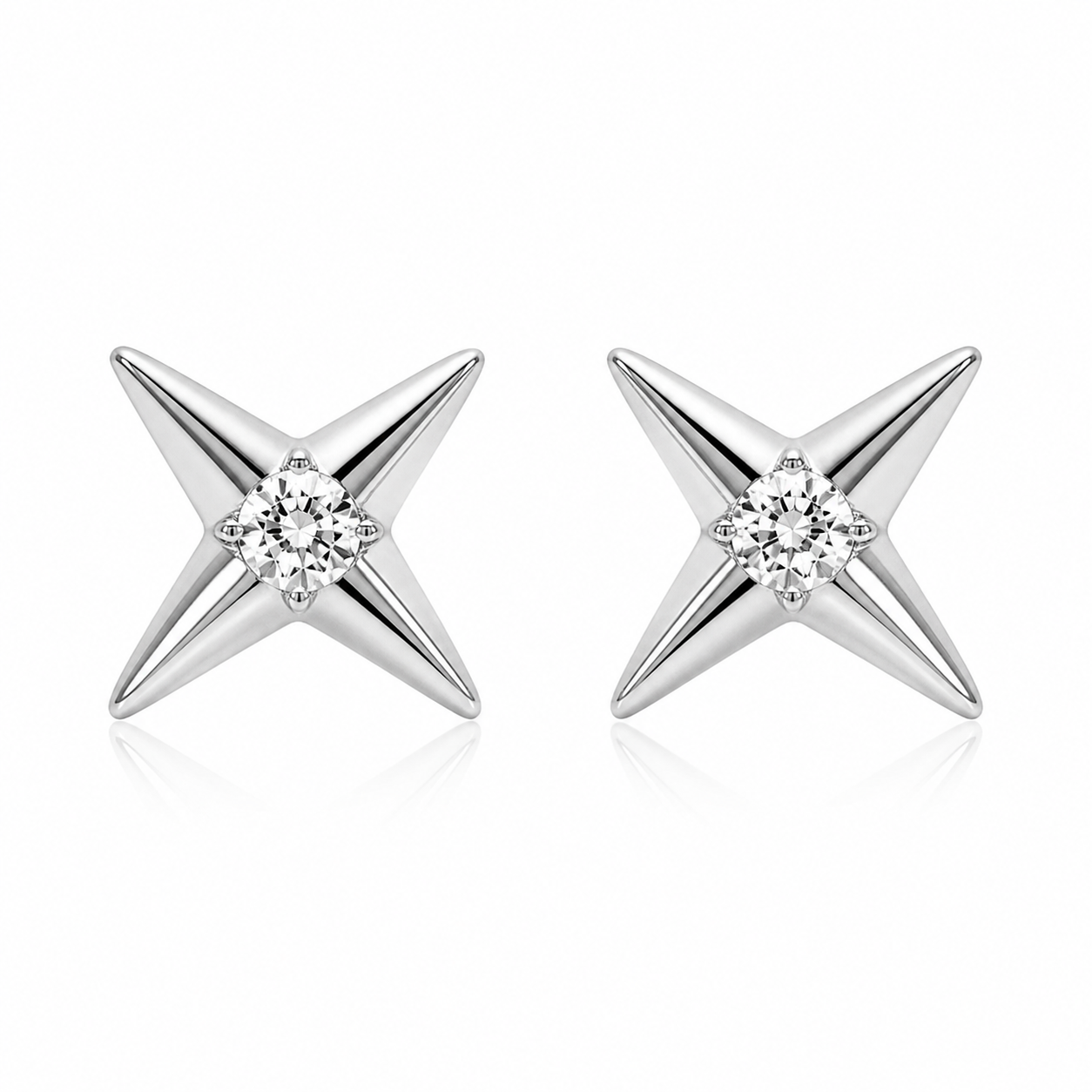 White Gold Diamond Star Studs
