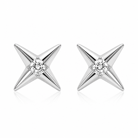 White Gold Diamond Star Studs