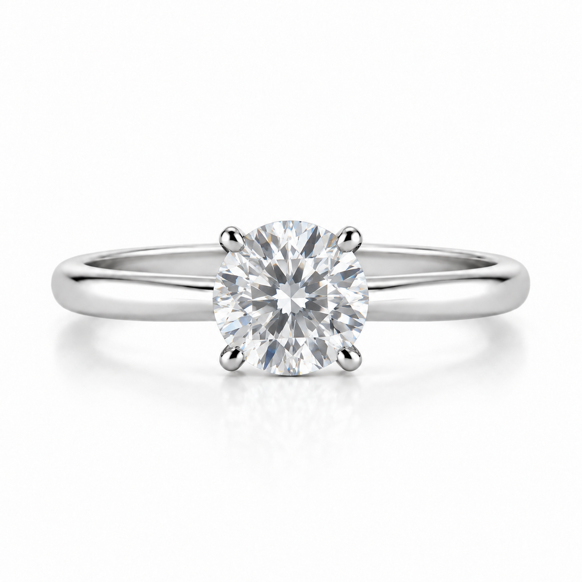 1.02 CT Round Diamond Solitaire Engagement Ring in 14K White Gold