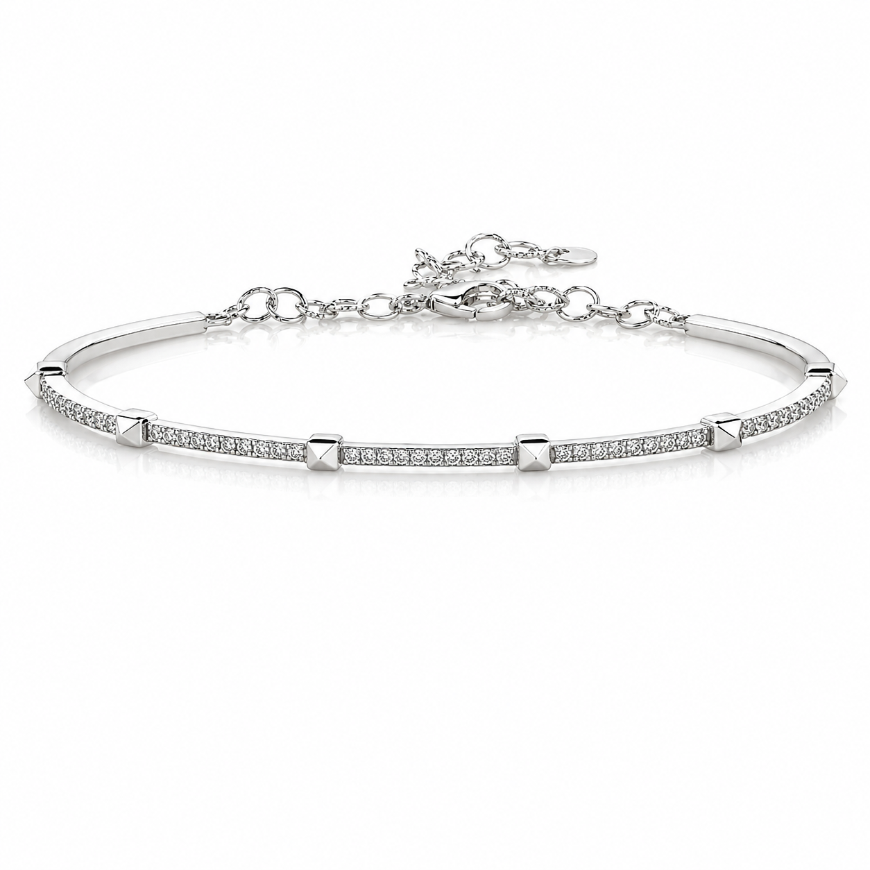 White Gold Studded Diamond Bangle