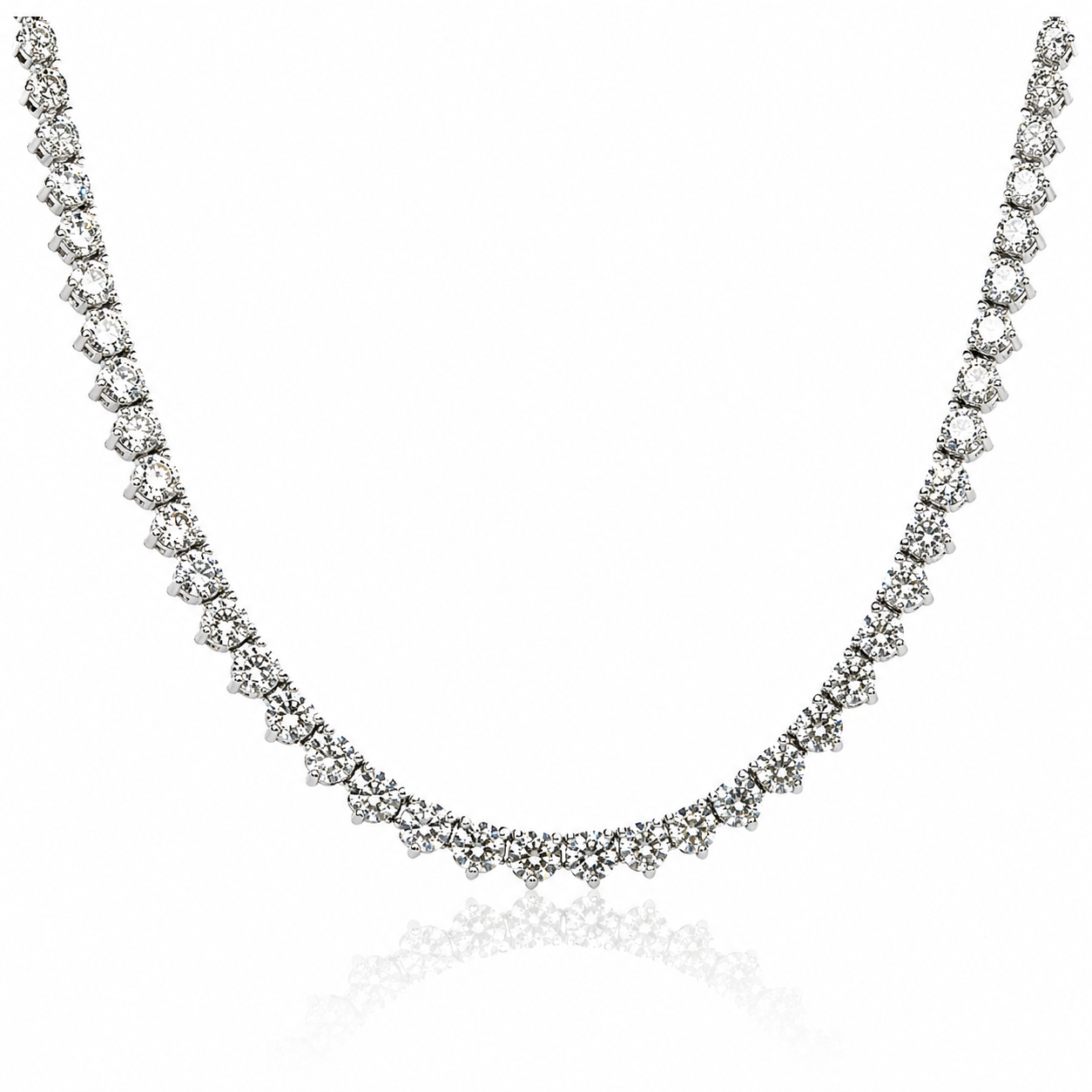 White Gold 12ctw Diamond Riviera Necklace