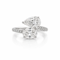 White Gold Pear and Oval Lab-Grown Diamond Toi et Moi Bypass Ring