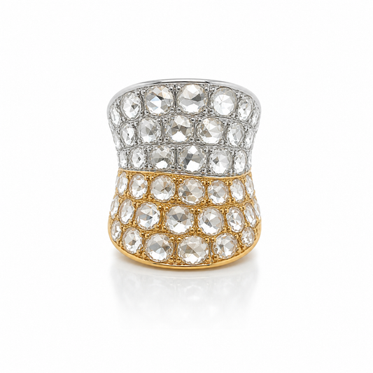 Yellow and White Gold Rose Cut Fashion Ring