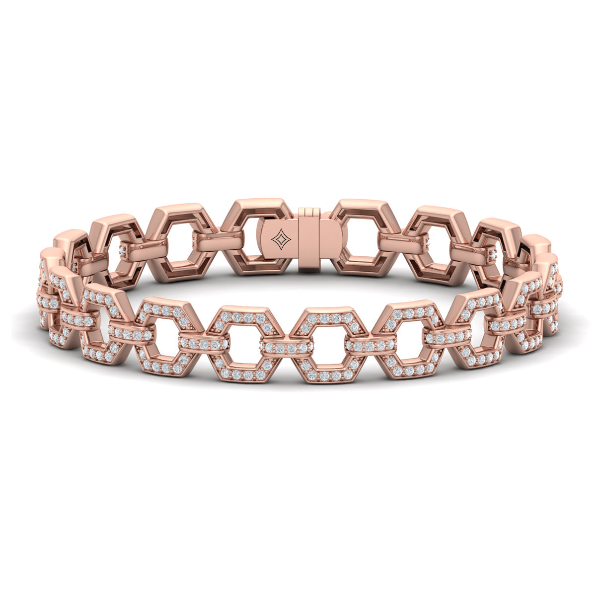 Diamond Open Honeycomb Link Bracelet
