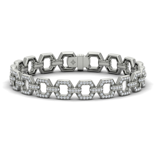 Diamond Open Honeycomb Link Bracelet