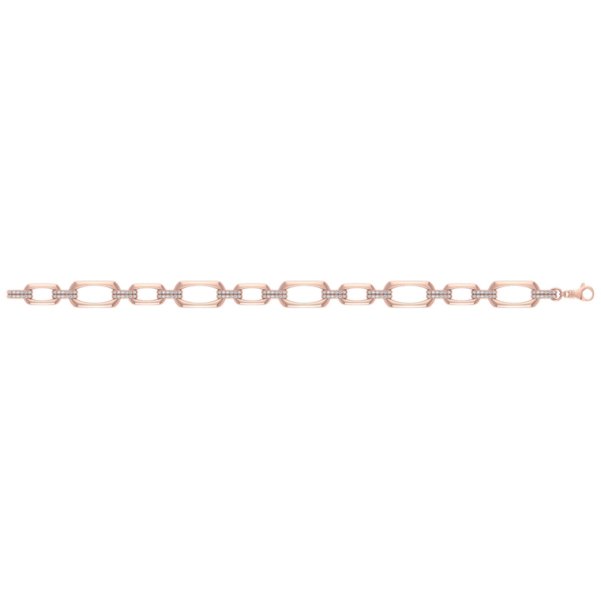 Diamond Accent East West Open Oval Link Bracelet