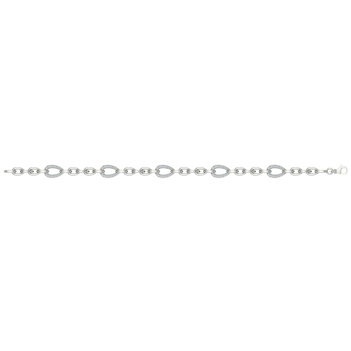 Diamond Open Tear Drop Link Bracelet