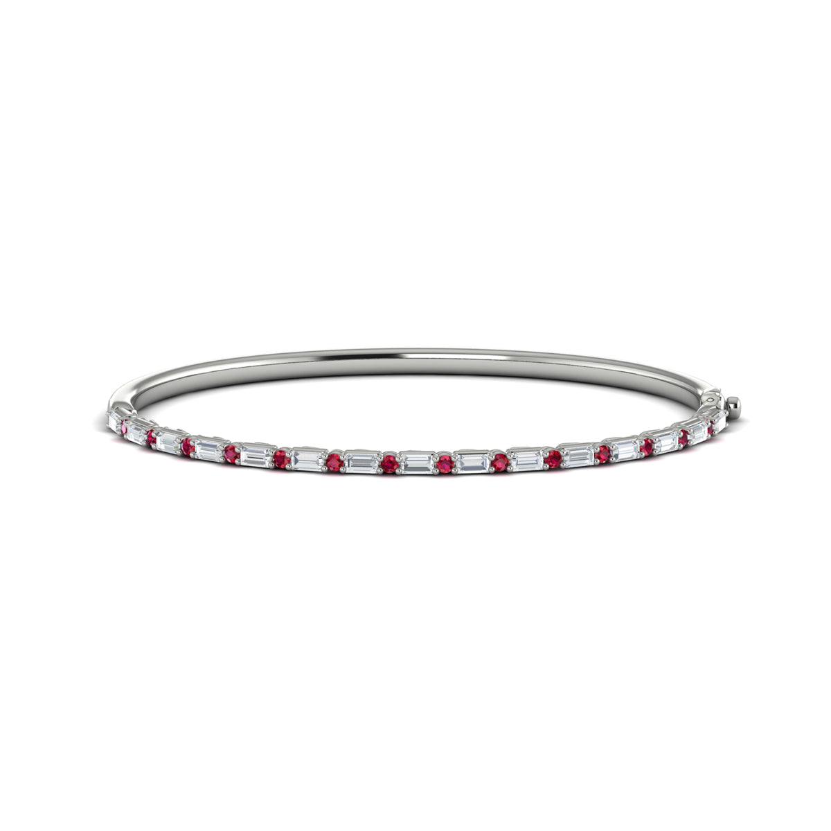 Diamond Baguette and Ruby Hinged Bangle