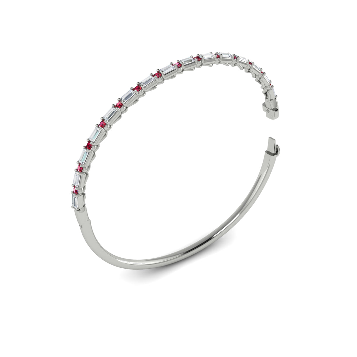 Diamond Baguette and Ruby Hinged Bangle