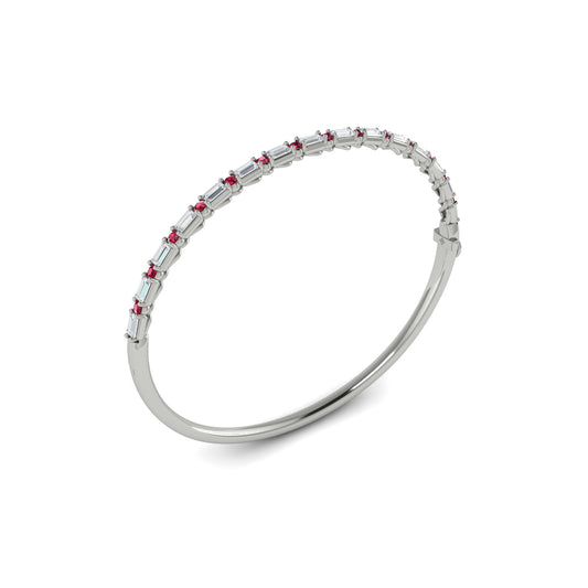 Diamond Baguette and Ruby Hinged Bangle
