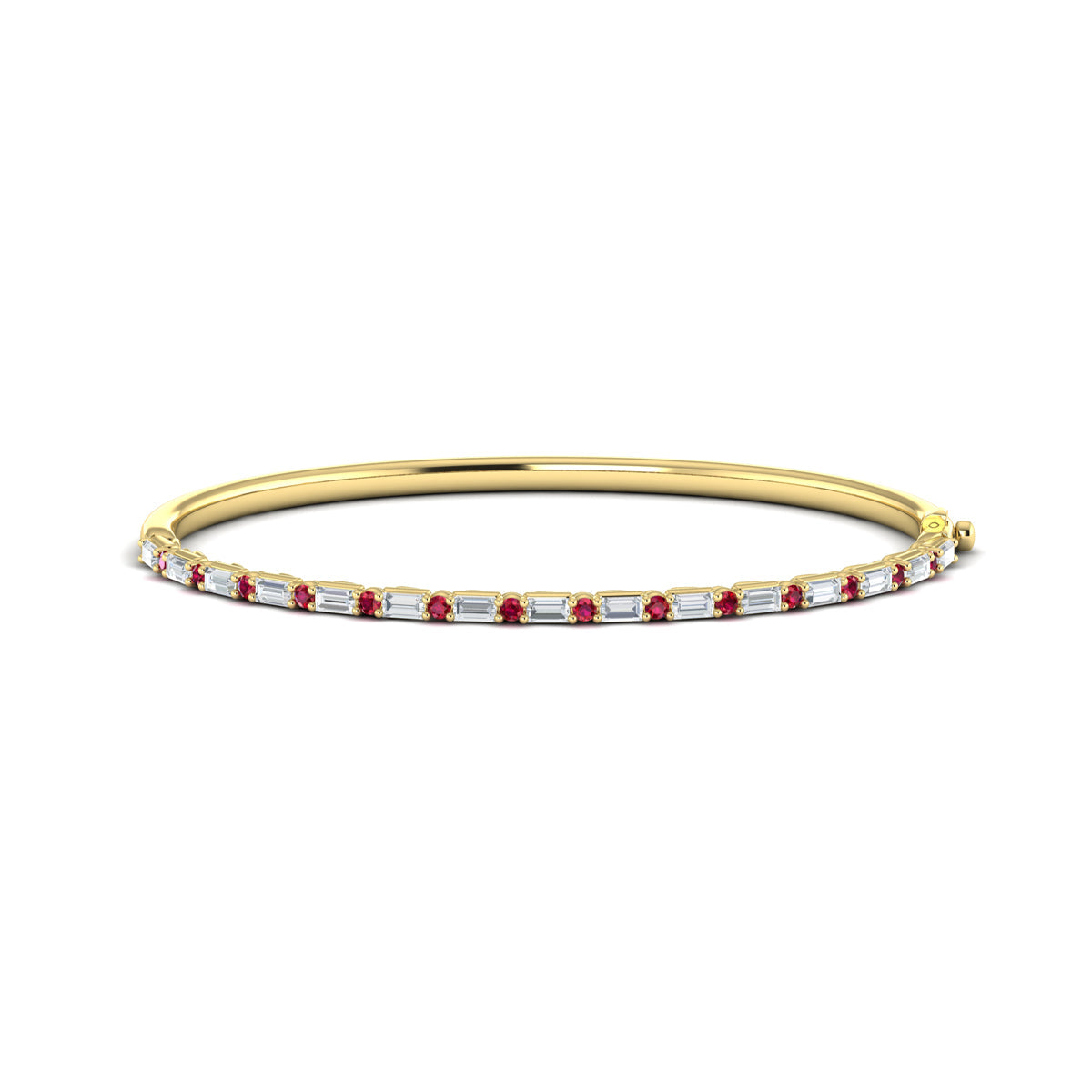 Diamond Baguette and Ruby Hinged Bangle