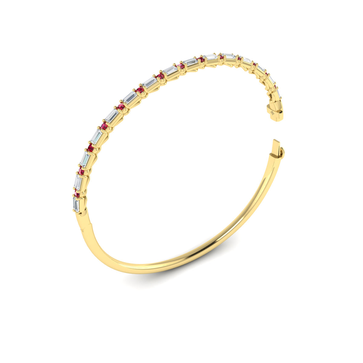 Diamond Baguette and Ruby Hinged Bangle