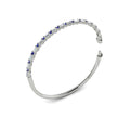 Diamond Baguette and Blue Sapphire Hinged Bangle