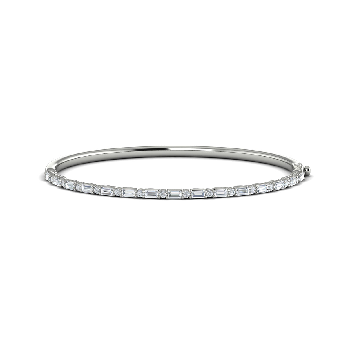Diamond Baguette Hinged Bangle