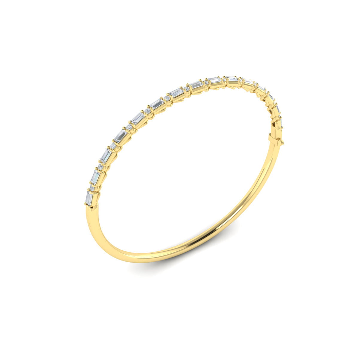 Diamond Baguette Hinged Bangle