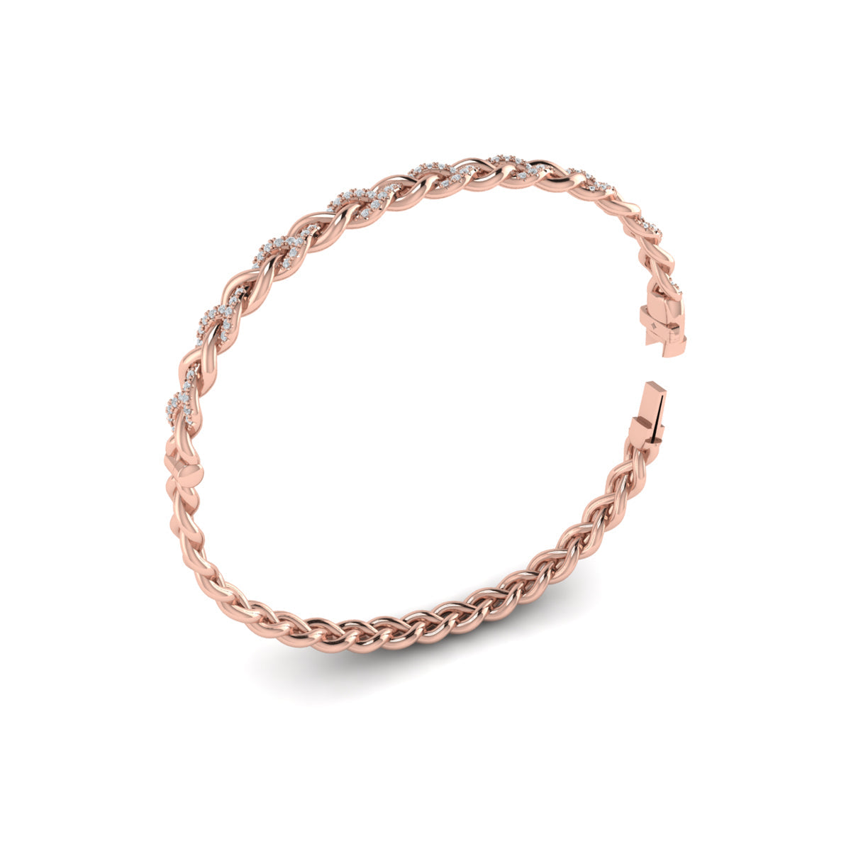 Alternating Diamond Twist Bangle Bracelet