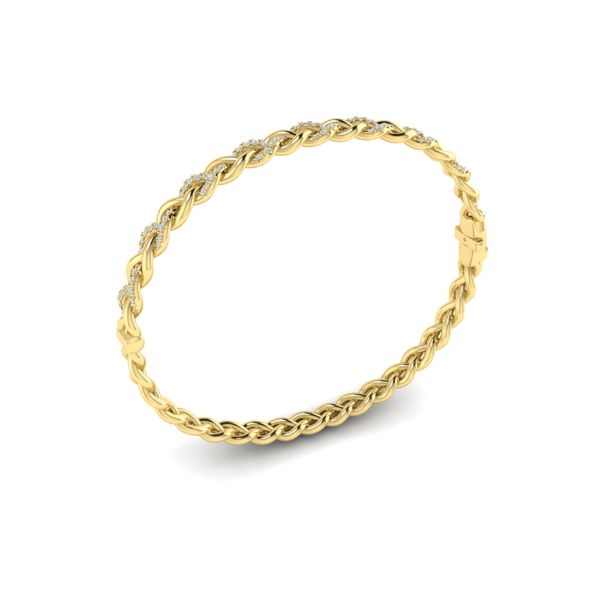 Alternating Diamond Twist Bangle Bracelet