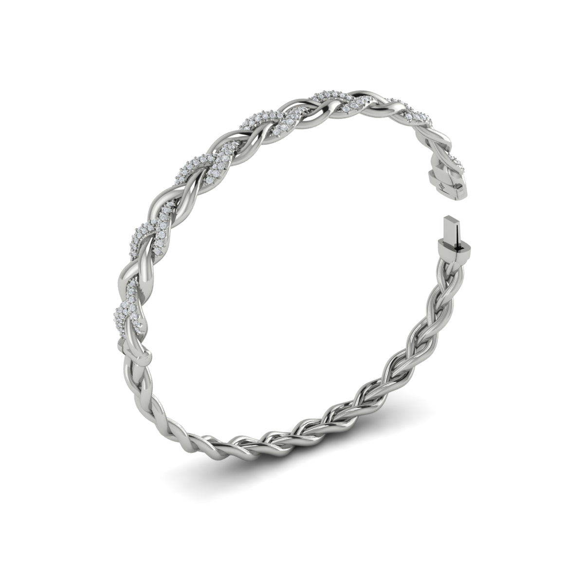 Alternating Diamond Twist Bangle Bracelet
