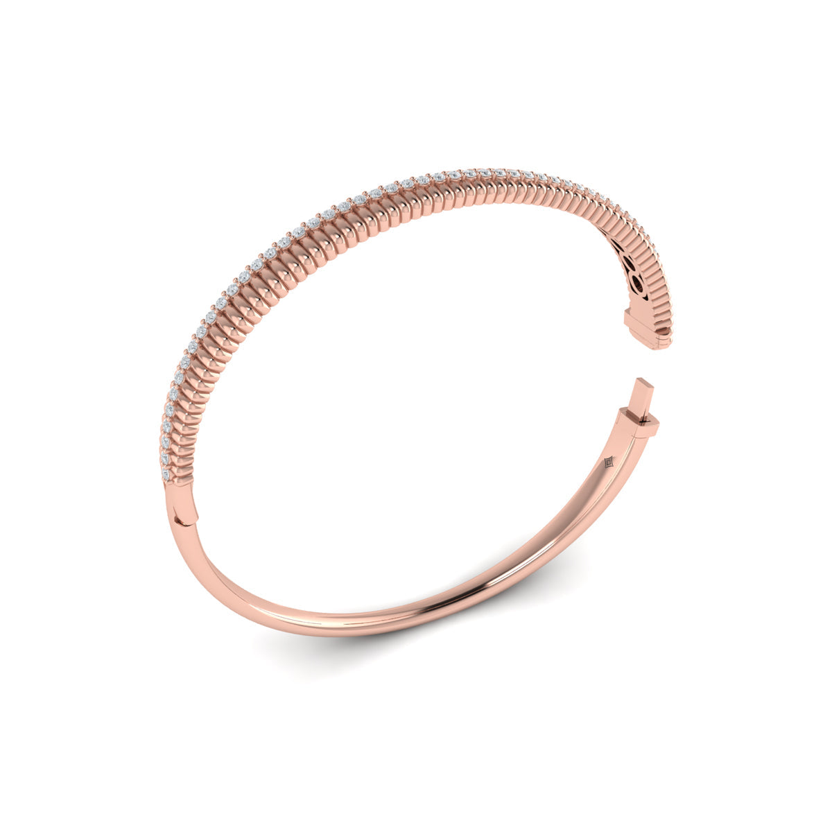 Fluted Bangle with Diamonds
