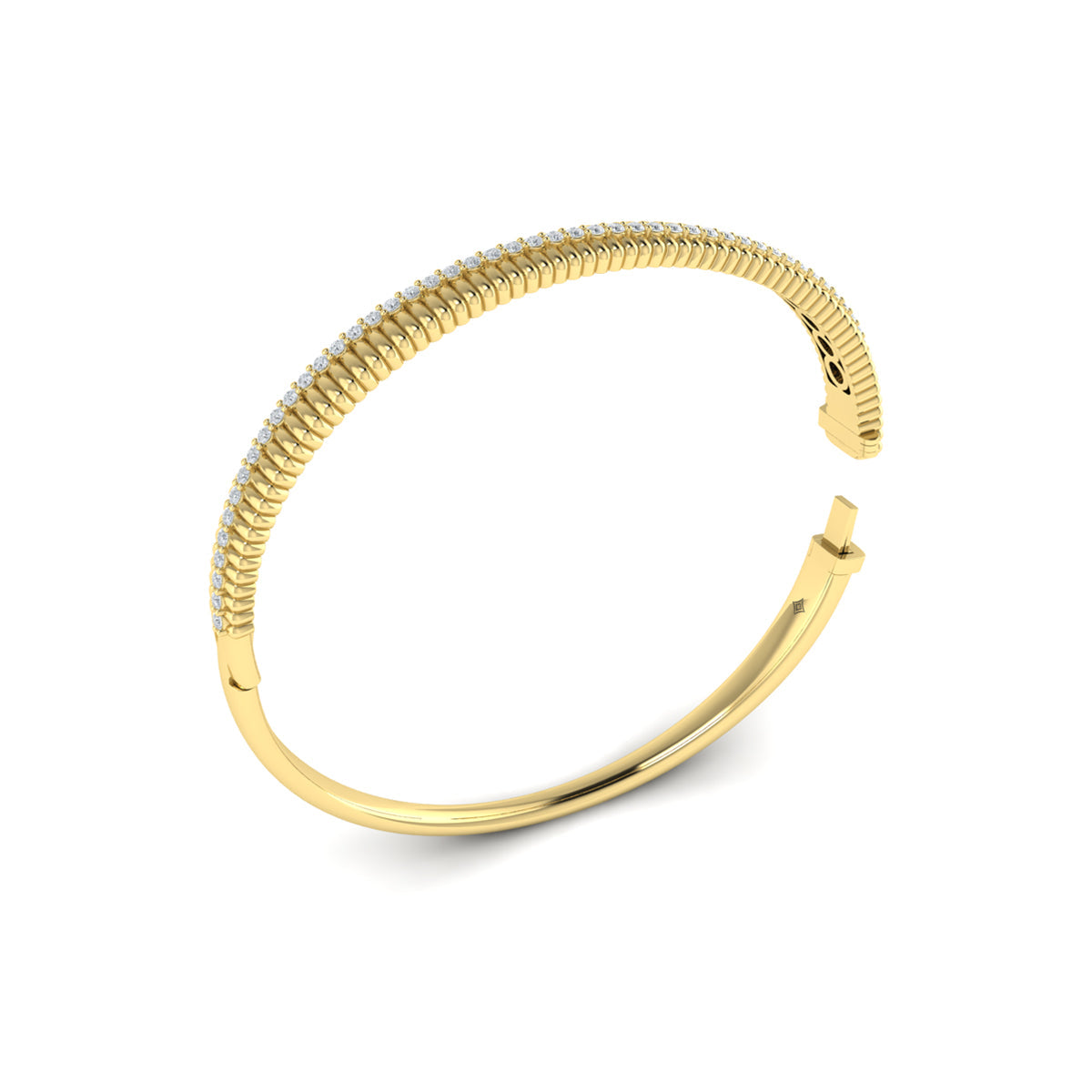 Fluted Bangle with Diamonds