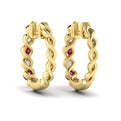 Diamond and Ruby  Twist Hoop Earrings
