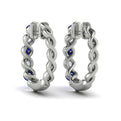 Diamond and Blue Sapphire  Twist Hoop Earrings