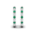 Diamond and Emerald  Twist Hoop Earrings