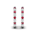 Diamond and Ruby  Twist Hoop Earrings