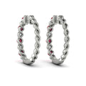 Diamond and Ruby  Twist Hoop Earrings