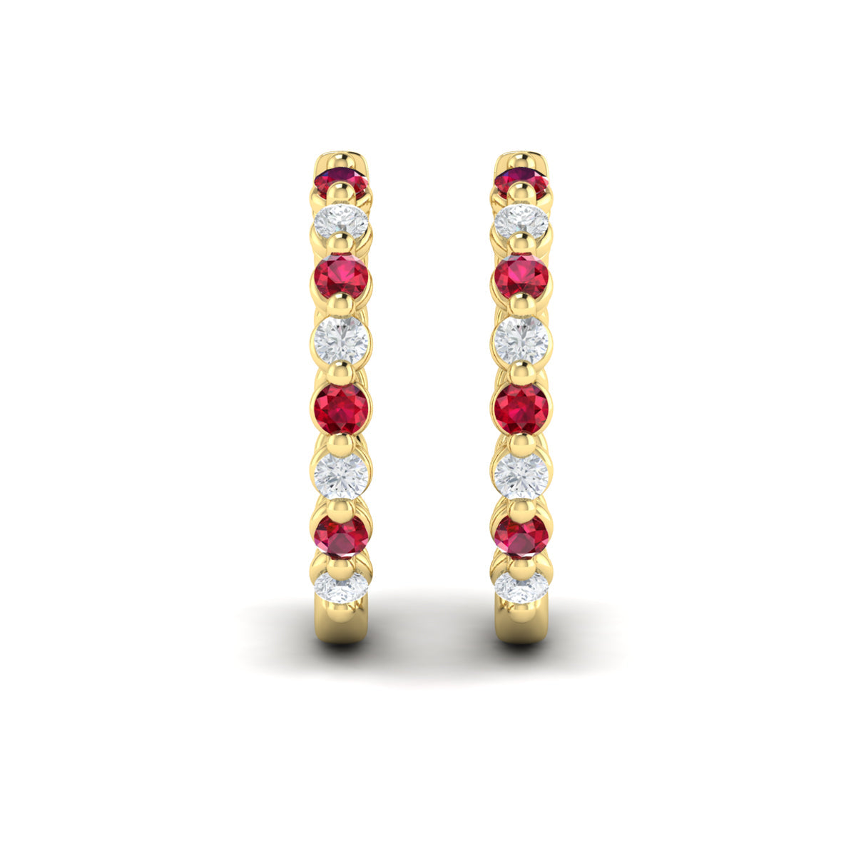 Diamond and Ruby  Twist Hoop Earrings