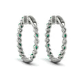 Inside Out Diamond and Emerald  Hoop Earrings