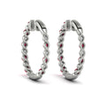 Inside Out Diamond and Ruby  Hoop Earrings