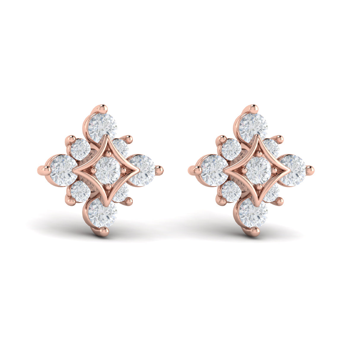 Floating Diamond Star Stud Earrings