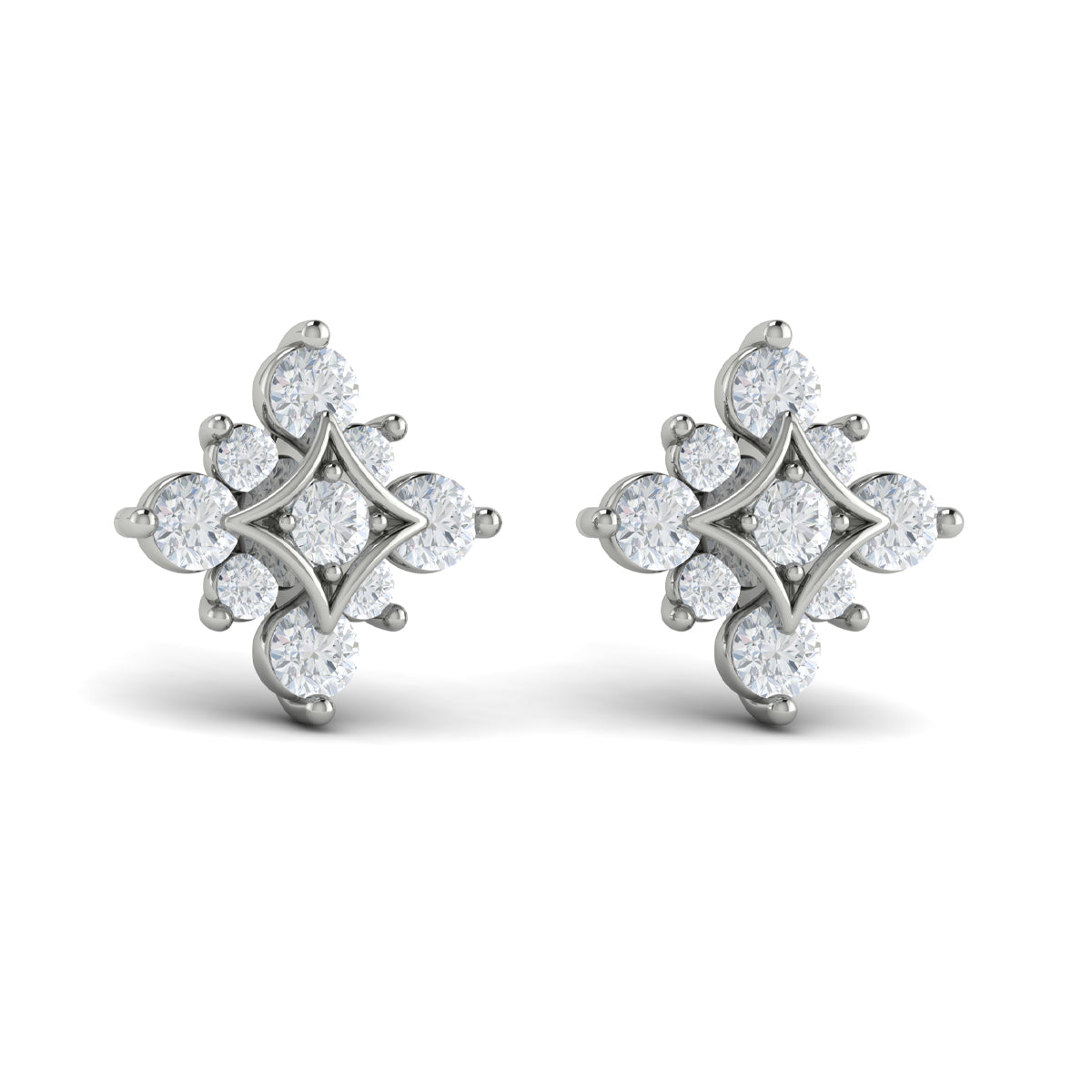 Floating Diamond Star Stud Earrings