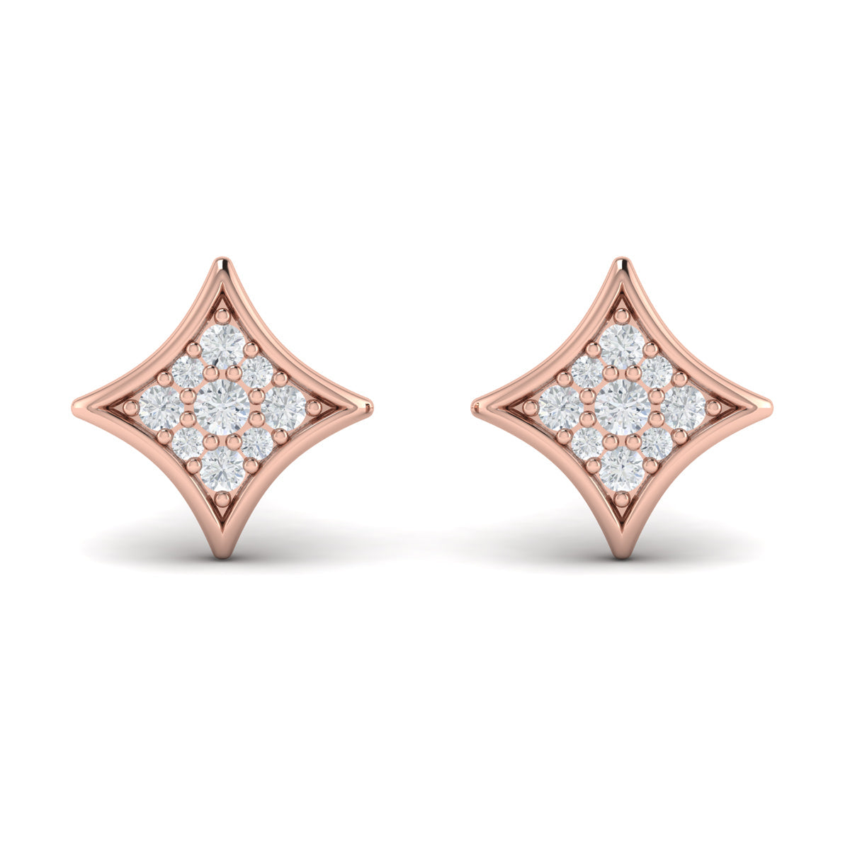 Channel Set Diamond Vlora Star Stud Earrings