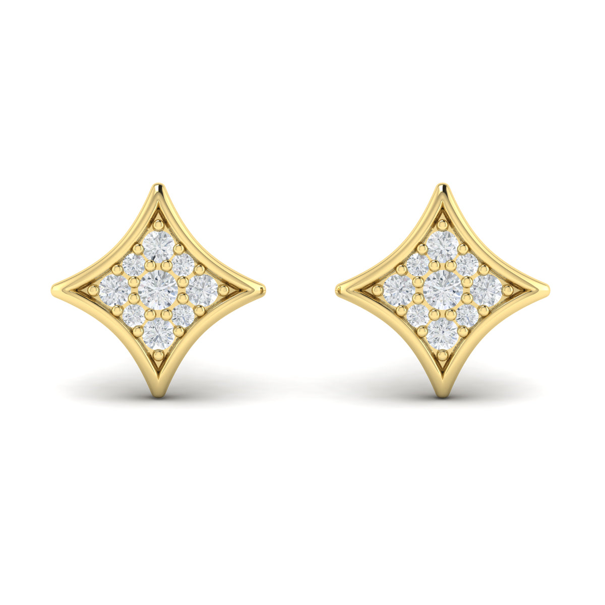 Channel Set Diamond Vlora Star Stud Earrings