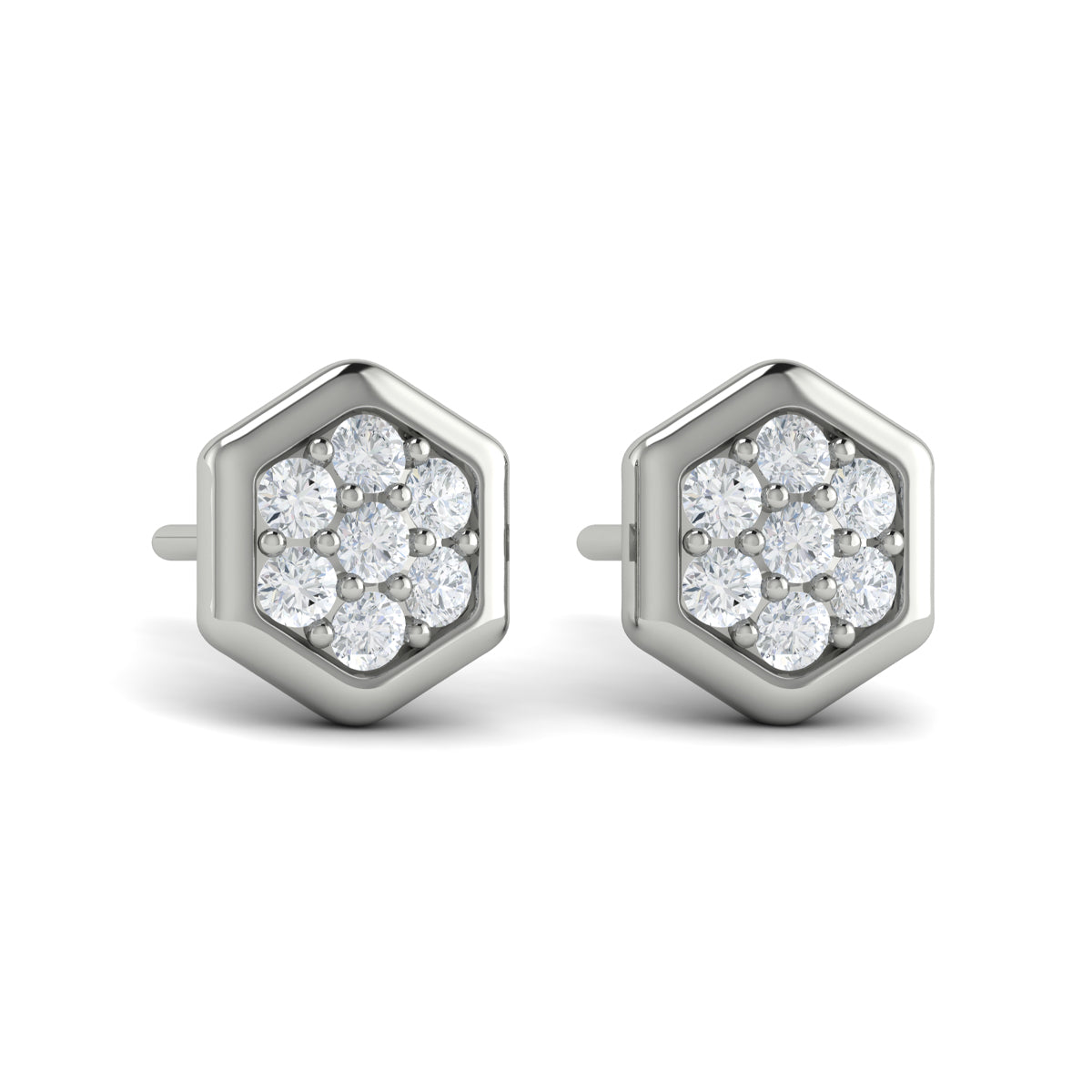Diamond Cluster Honeycomb Stud Earrings