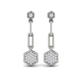Diamond Honeycomb Link Long Drop Statement Earrings