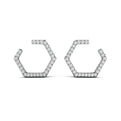 Diamond Forward-Facing Honeycomb Open Hoop Earrings
