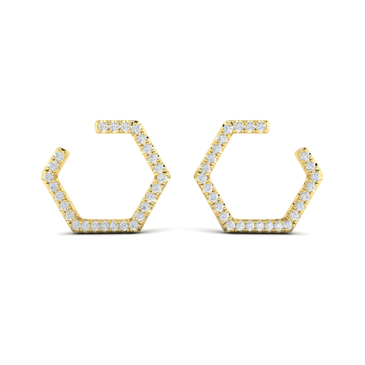 Diamond Forward-Facing Honeycomb Open Hoop Earrings