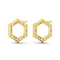Diamond Baguette Open Honeycomb Stud Earrings