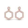 Channel Set Diamond Open Honeycomb Drop Stud Earrings