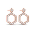 Channel Set Diamond Open Honeycomb Drop Stud Earrings