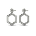 Channel Set Diamond Open Honeycomb Drop Stud Earrings