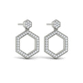 Channel Set Diamond Open Honeycomb Drop Stud Earrings