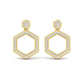 Channel Set Diamond Open Honeycomb Drop Stud Earrings
