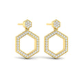 Channel Set Diamond Open Honeycomb Drop Stud Earrings