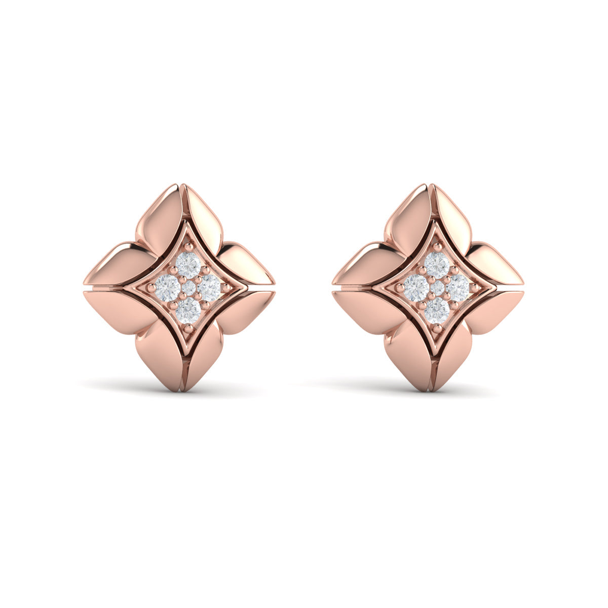 Diamond Cluster Floral Vlora Star Motif Stud Earrings