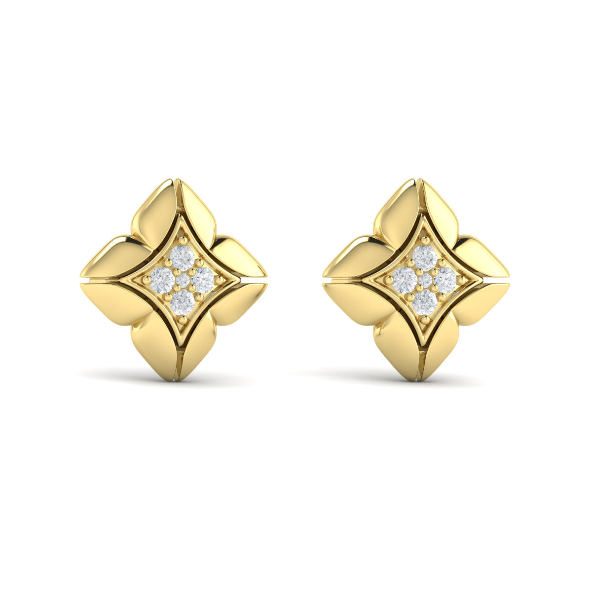 Diamond Cluster Floral Vlora Star Motif Stud Earrings