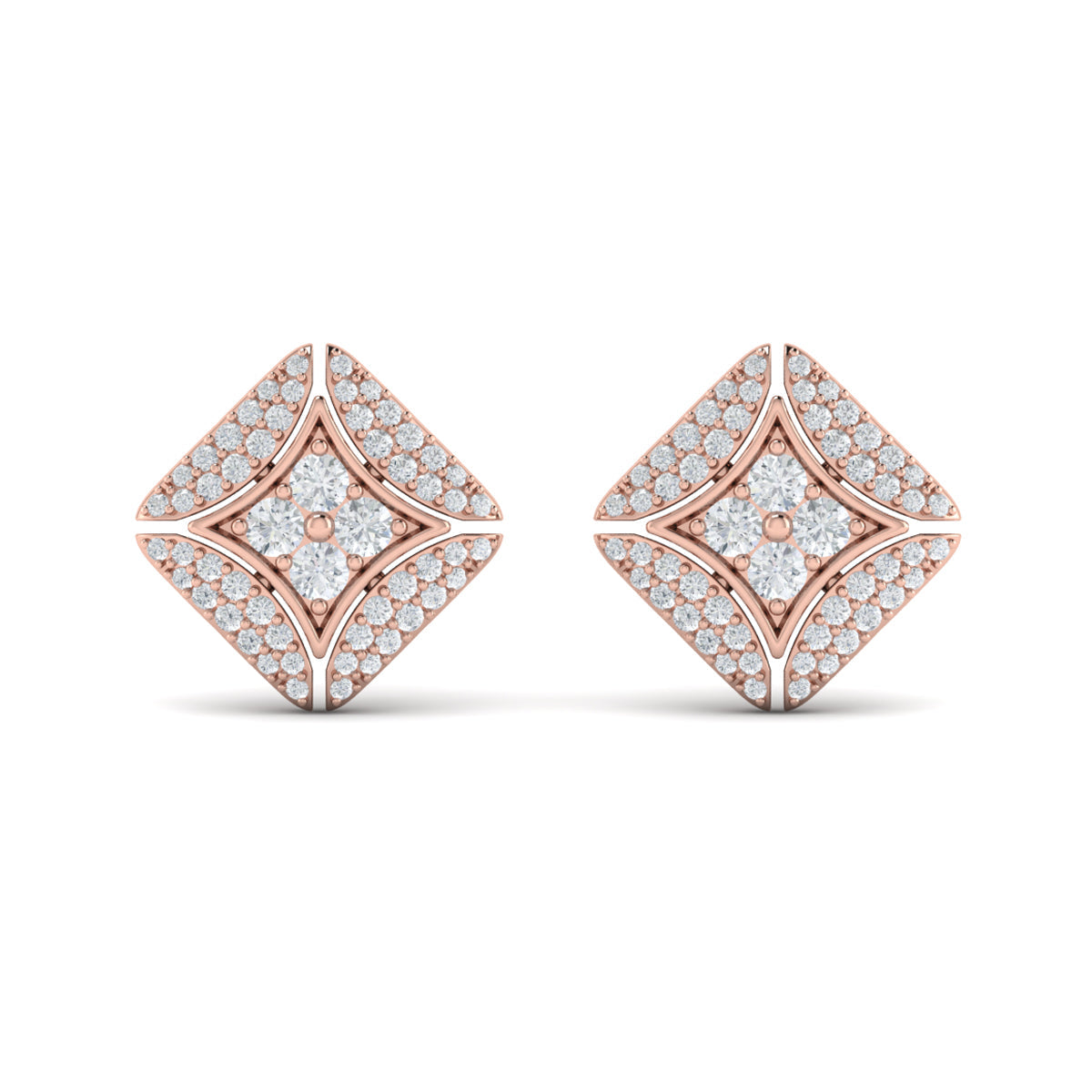 Diamond Vlora Star with Channel Set Diamond Cluster Stud Earrings